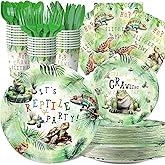 Reptile Party Decorations Set - Unique Reptile Themed Party Plates, Cups, Napkins, and Cutlery for an Exciting Celebration - Disposable and Stylish Reptile Party Supplies for Birthdays and Events
