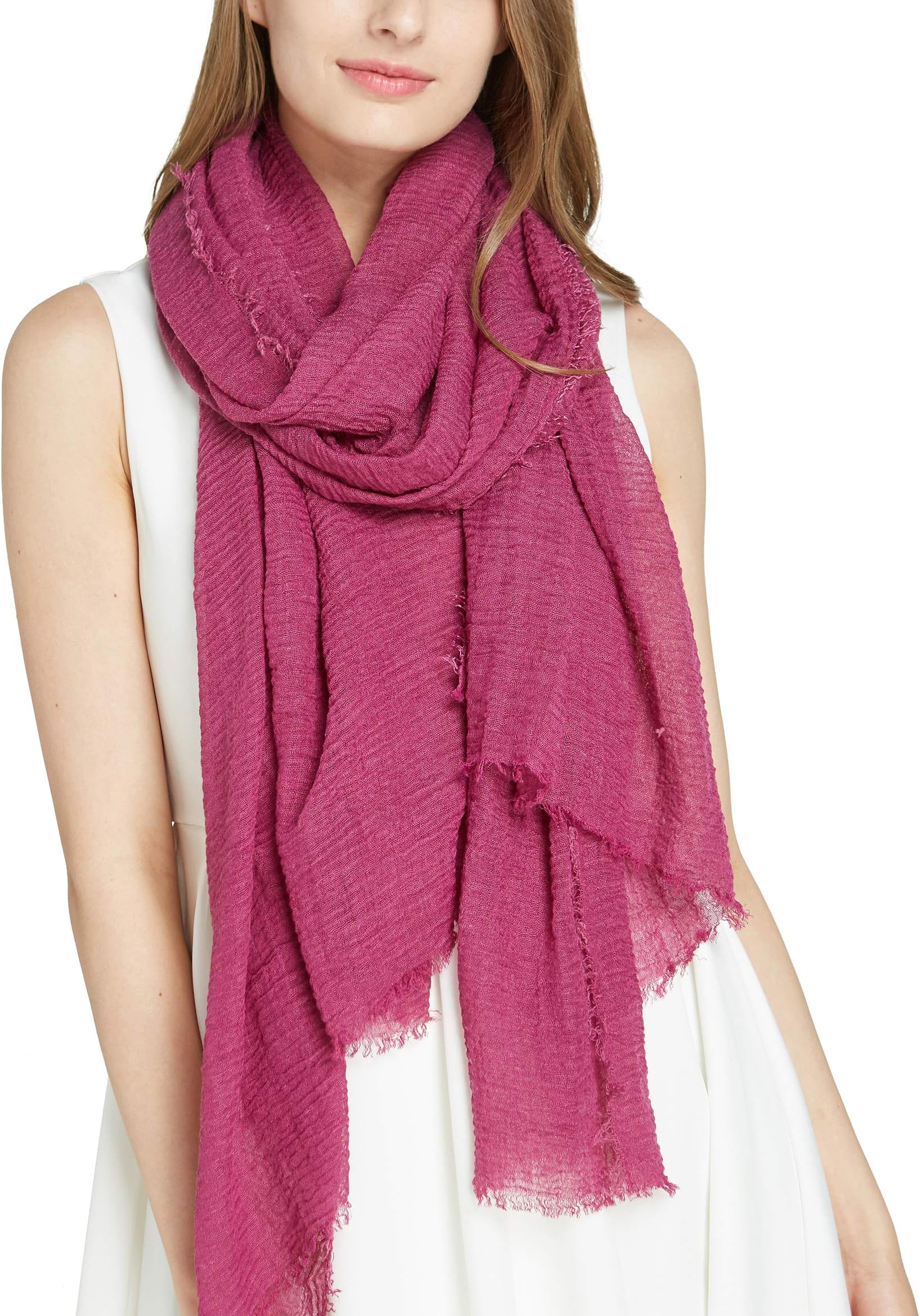 Long Plain Scarf Large Wrap for Women - Big Solid Crashed Wrinkle Soft Hair Scarf and Shawl