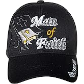 Artisan Owl Man of Faith Embroidered Bible Cap - Adjustable Hook and Loop Closure Religious Christian Gift (Black)