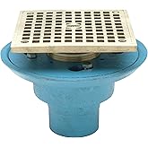 Zurn FD2254-NH2-S5 No-Hub Square Shower Drain with 5" Square Nickel Head Assembly, 2"