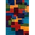 Momeni Rugs New Wave Collection, 100% Wool Hand Carved & Tufted Contemporary Area Rug, 3'6" x 5'6", Multicolor