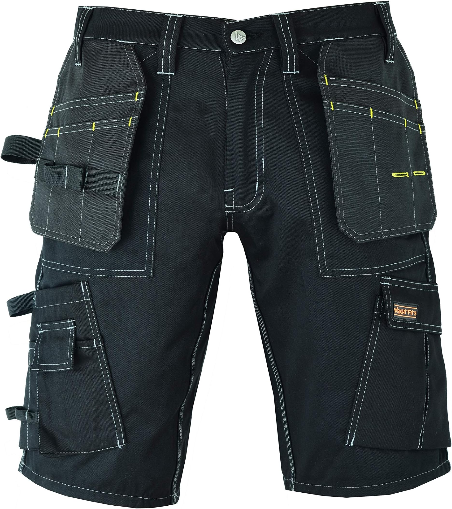 WrightFits Men Work Cargo Pro Shorts Black Heavy Duty Multi Pockets