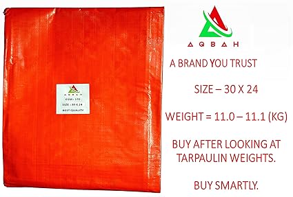 AQBAH Tarpaulin 100% Pure Virgin UV Treated 170 GSM Orange Blue(30 ft x 24 ft) Water Proof Plastic Sheet