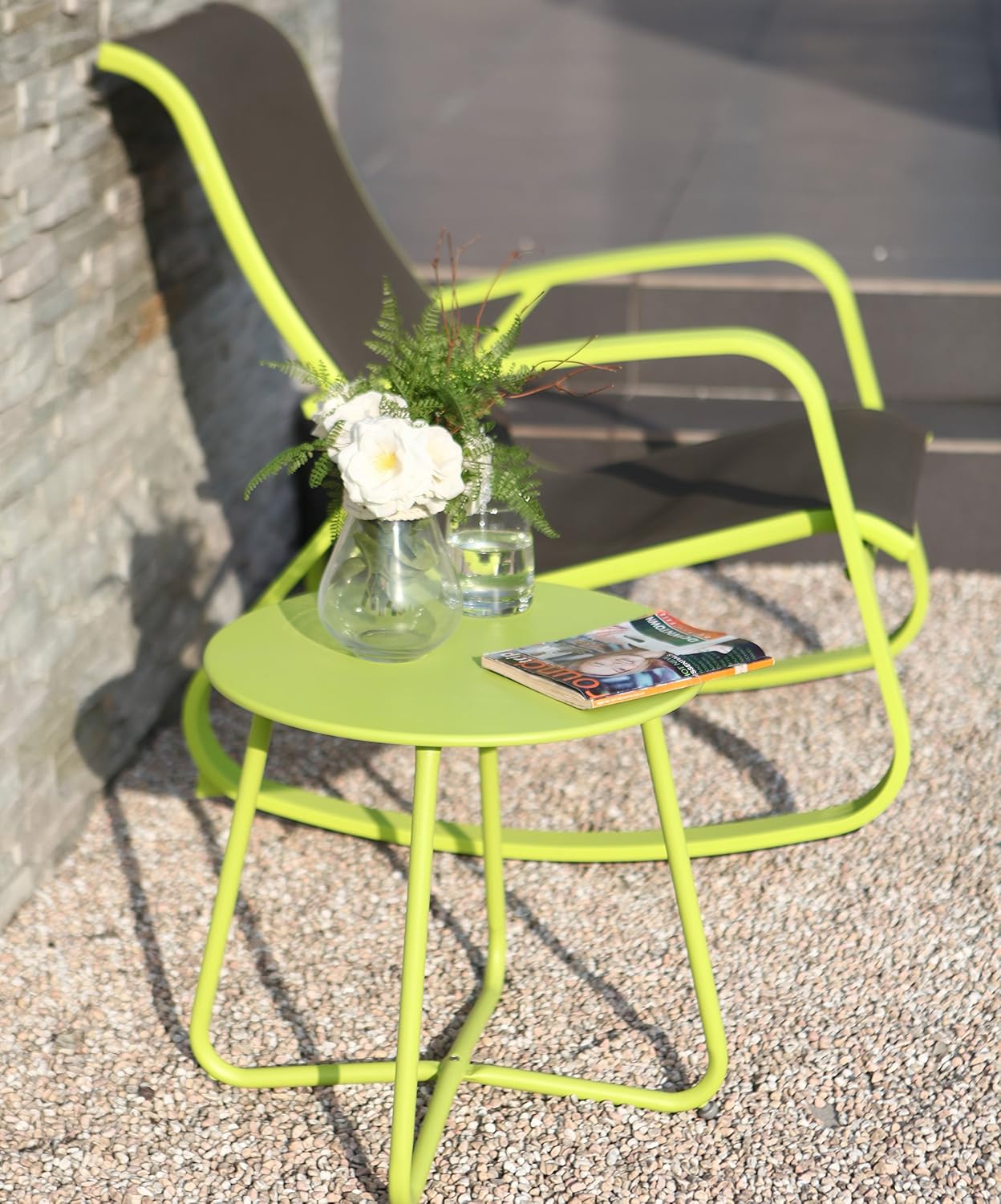Grand Patio Steel Patio Side Table, Weather Resistant Outdoor Round End Table, Lime Green : Garden & Outdoor