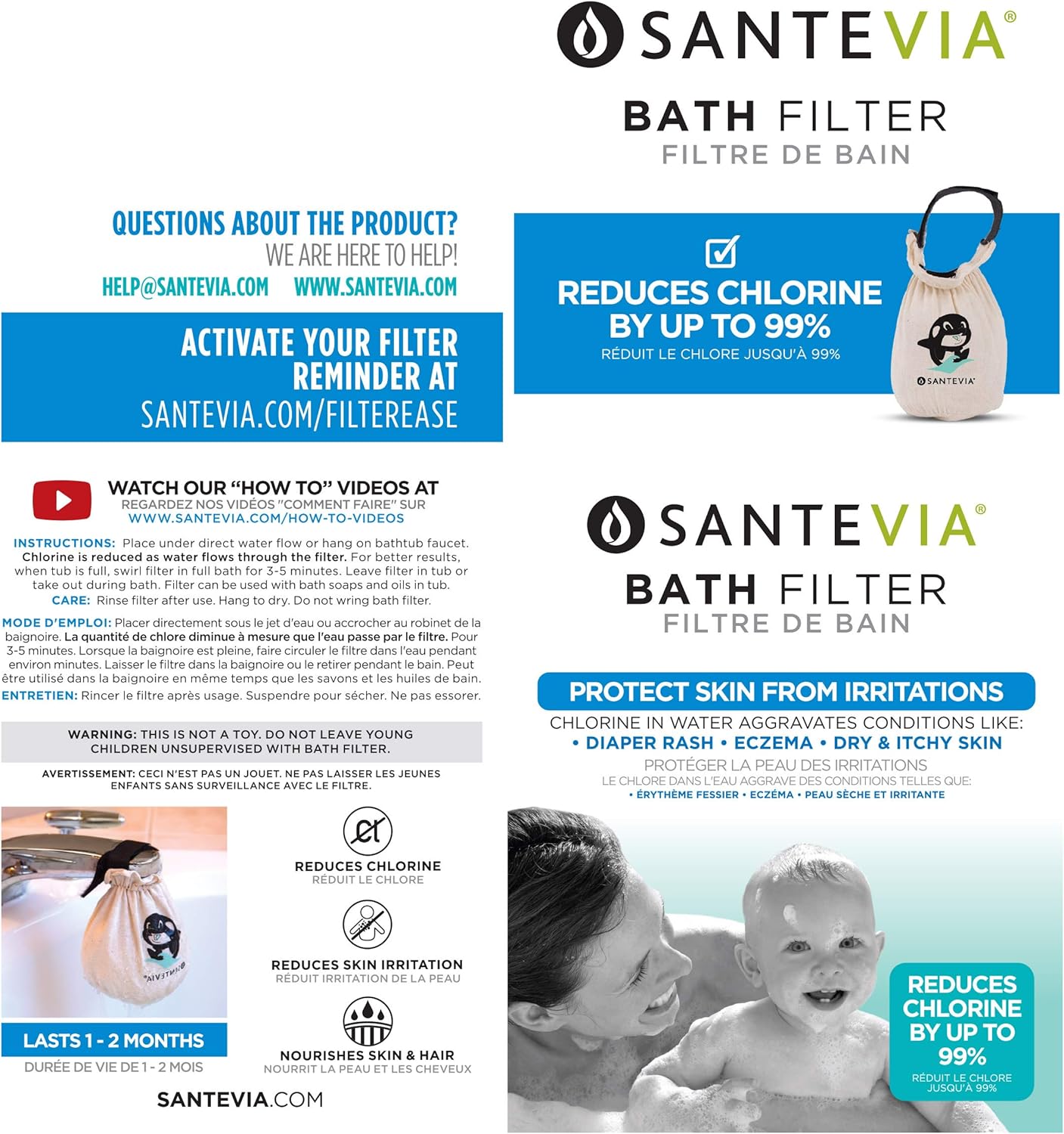 Santevia Organic Cotton Faucet Filter - Bathtub Water Purifier - For Sensitive Skin: Appliances