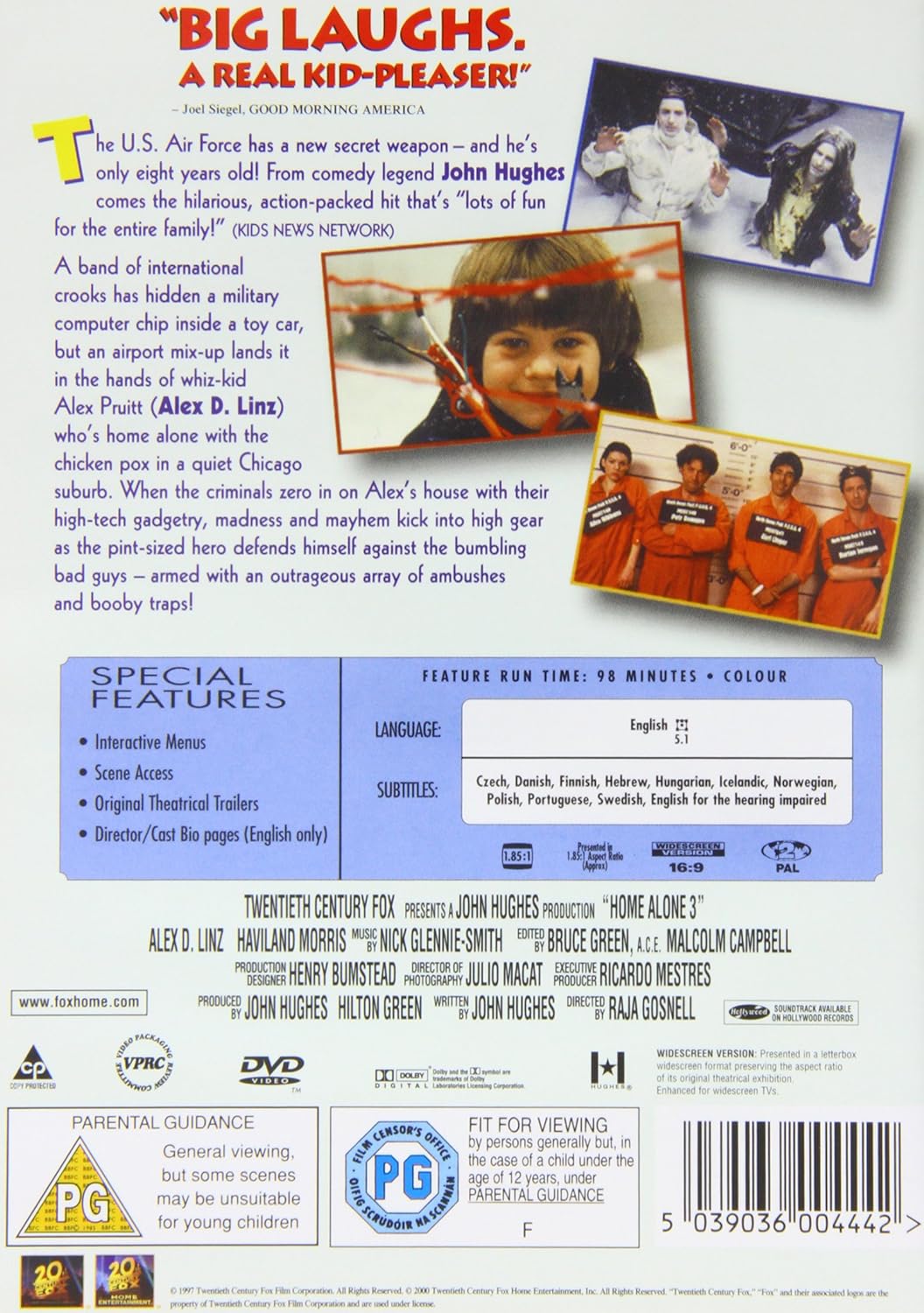 Amazon Com Home Alone 3 Alex D Linz Olek Krupa Rya Kihlstedt Lenny Von Dohlen David Thornton Haviland Morris Kevin Kilner Marian Seldes Seth Smith Scarlett Johansson Christopher Curry Baxter Harris Julio Macat