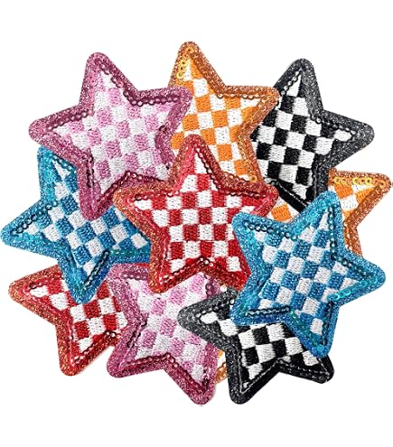 CY 10-Pack Sequin Lightning Iron-On Patches - Embroidered Applique For DIY Clothing & Bags