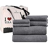 DOLLCENT- JACQUARD CHEVRON PREMIUM QUALITY 600 GSM- 100% Cotton Towel Set Of 6 - 2 Bath Towels- 2 Hand Towels- 2 Washcloths- 