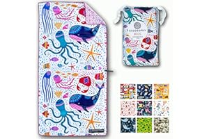 ECCOSOPHY Microfiber Kids Beach Towels & Pouch 60"x30" for Girls & Boys - Quick Dry Pool Towels - Sand Free Beach Blanket for Travel - Camping - Vacation - Toallas Playas