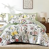 WONGS BEDDING Sage Green Comforter Set Full,7 Pieces Floral Comforter Set for All Seasons,Bed in a Bag Full with Botanical Flowers Comforter, Sheets, Pillowcases & Shams