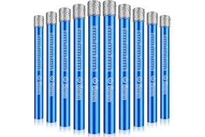 Dry Diamond Drill Bits Set 10 PCs 1/4" 6mm Small Diamond Hole Saw Kit for Granite Marble Porcelain Tile Ceramic Stone Glass H