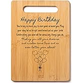 Gift for Birthday - Happy Birthday! You Bring So Much Joy to Everyone Around You. May Your Day Be as Bright and Beautiful as Your Smile - Decorative Bamboo Cutting Board with Handle, 12" x 8"