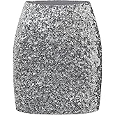 OThread & Co. Women's Sparkly Sequin Skirt Stretchy Bodycon Night Out Party Skirt