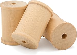 2 x 1.5 Inch Large Unfinished Wood Spools - Pack of 12 Barrel Shaped Spools, Splinter Free by Woodpeckers