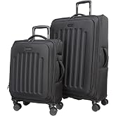 Kenneth Cole REACTION The Venturer 2-Piece Softside 8-Wheel Spinner Luggage Travel Set: 20" Carry-On &amp; 28" Checked Suitcase, Black