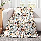 Chicken Blanket for Farmer Lover, Floral Chicken Gifts for Women, Ultra-Soft Rooster Hen Throw Blanket for Couch Bed Living Room, Farmhouse Decor Farm Chicken Lovers Gifts, 40"x50"-Kids/Throw Size