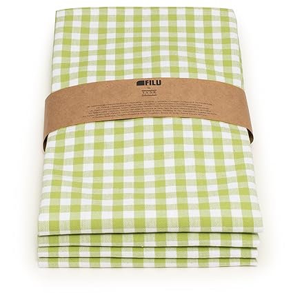 FILU Servietten 4er Pack Hellgrün/Weiß kariert (Farbe und Design wählbar) 45 x 45 cm - Stoffserviette aus 100% Baumwolle im s