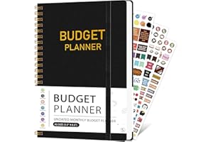 DOURA Monthly Budget Planner, Monthly Budget Book Planner with Expense Tracker Notebook, 5.5" x 8", Undated Budget Planner and Bill Organizer with Stickers and Cash Envelopes - Black