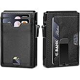 Vandz Minimalist Wallet for Men,Slim RFID Blocking Bifold Wallet Credit Card Holder Aluminum Pop-Up Card Case with Money Clip (Jet Black)