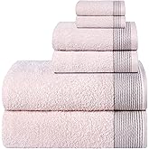 Belizzi Home 100% Cotton Ultra Soft 6 Pack Towel Set, Contains 2 Bath Towels 28x55 inchs, 2 Hand Towels 16x24 inchs & 2 Washcloths 12x12 inchs, Compact Lightweight & Highly Absorbant - Pink