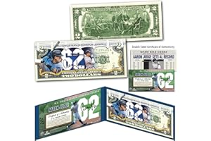 MERRICK MINT Aaron Judge 62 Home Run Officially Licensed Uncirculated Two Dollar Bill Special Edition Collectible Display Holder and Certificate