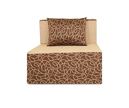 Adorn India Easy Single Seater Sofa Cumbed(Red & Gold)