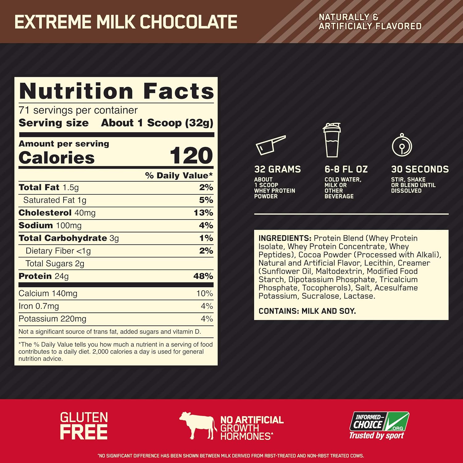 Optimum Nutrition Gold Standard 100% Whey Protein Powder, Extreme Milk Chocolate, 5 Pound (Packaging May Vary): Health & Personal Care