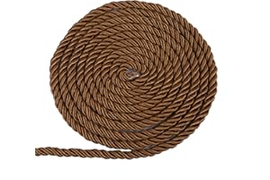 BEL AVENIR 6mm 16Yards Twisted Cord Rope Trim Craft Decorative Nylon Rope Handmade Cording for Sewing Crafts Upholstery Home Décor (Coffee)