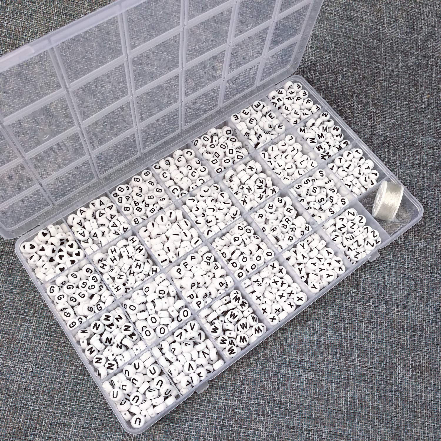 Amaney 1600pcs Letter Beads,Heart Beads,Number Beads,Star Beads and Smiley Beads,4x7mm White Acrylic Beads 31 Styles for Jewelry Making Bracelets Necklaces Key Chains
