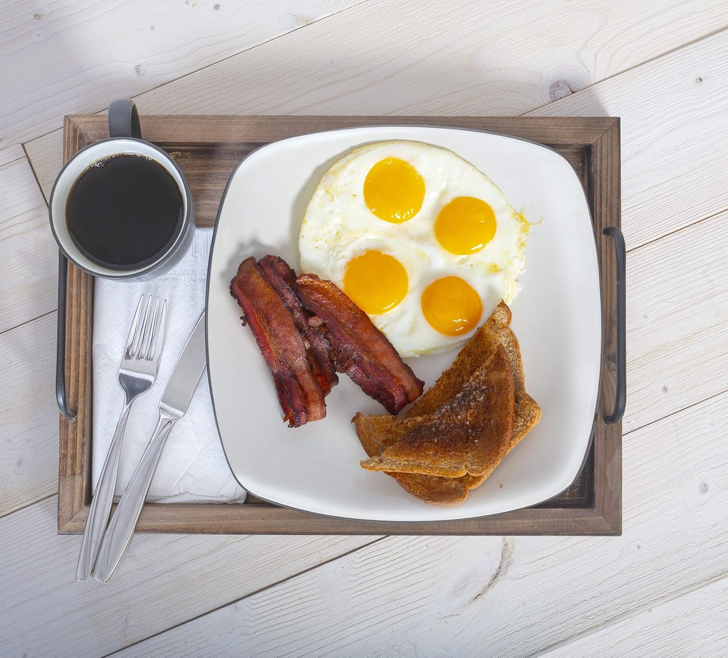 | Besti Rustic Vintage Food Serving Trays (Set of 2) | Nesting Wooden Board with Metal Handles | Stylish Farmhouse Decor Serving Platters | Large: 15 x2 x11" - Small: 13 x2 x9" inches (Rustic Burnt): Serving Trays