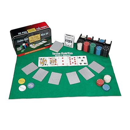Relaxdays Pokerset, 200 Chips, Spielmatte, 2 Kartendecks, Dealerbutton, Blindbuttons, Casino-Feeling, Profi Pokerspiel