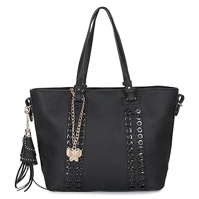 Butterflies Women Handbag (Black) (BNS 8097#BK)