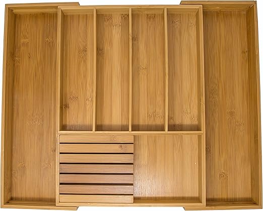 Amazon Com Vivaware Expandable Bamboo Kitchen Drawer Organizer