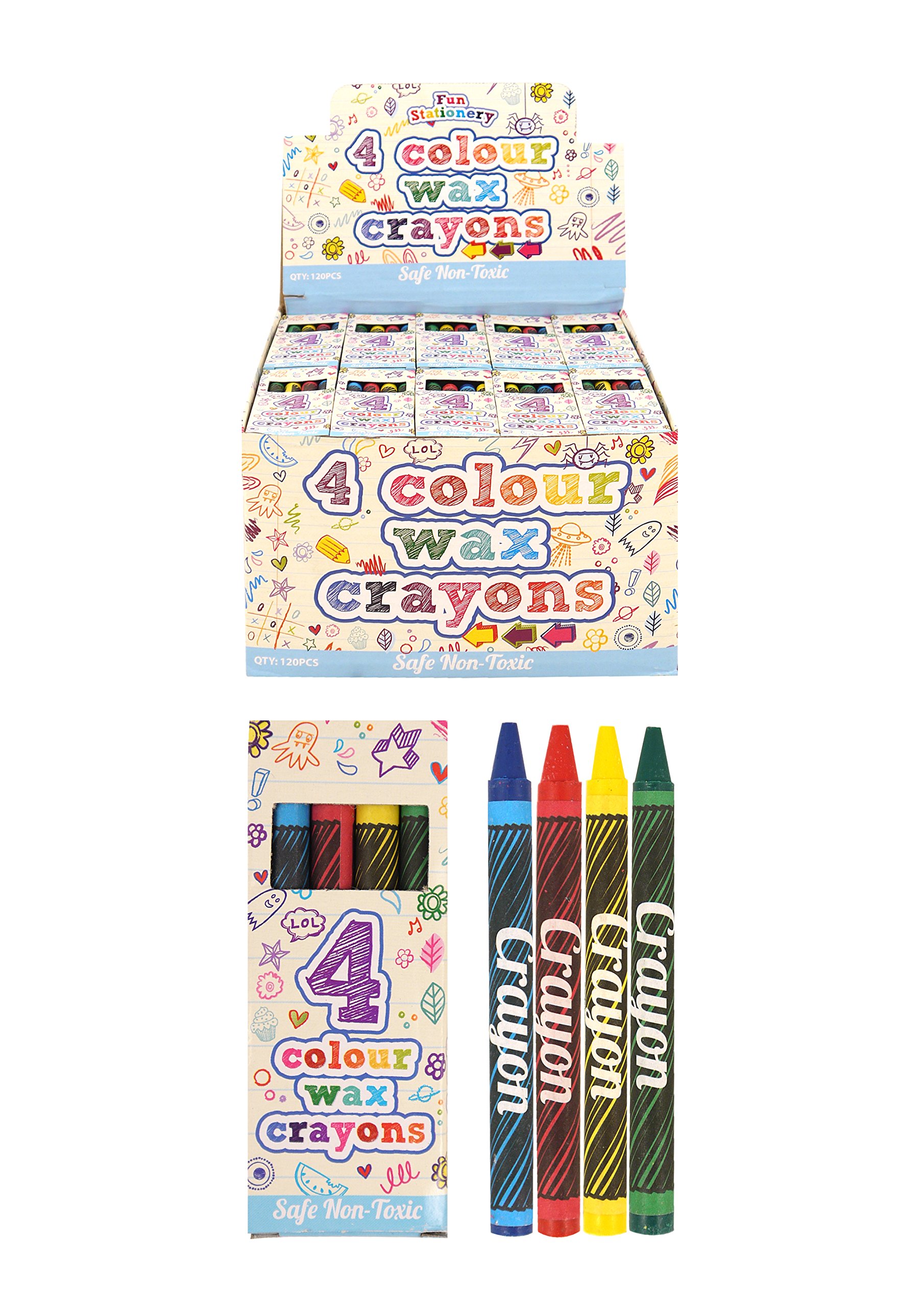 Henbrandt Mini Wax Crayon Packs - Party Favours / Loot Bag Fillers / Lucky Dip Prizes / Classroom Rewards (25 packs)