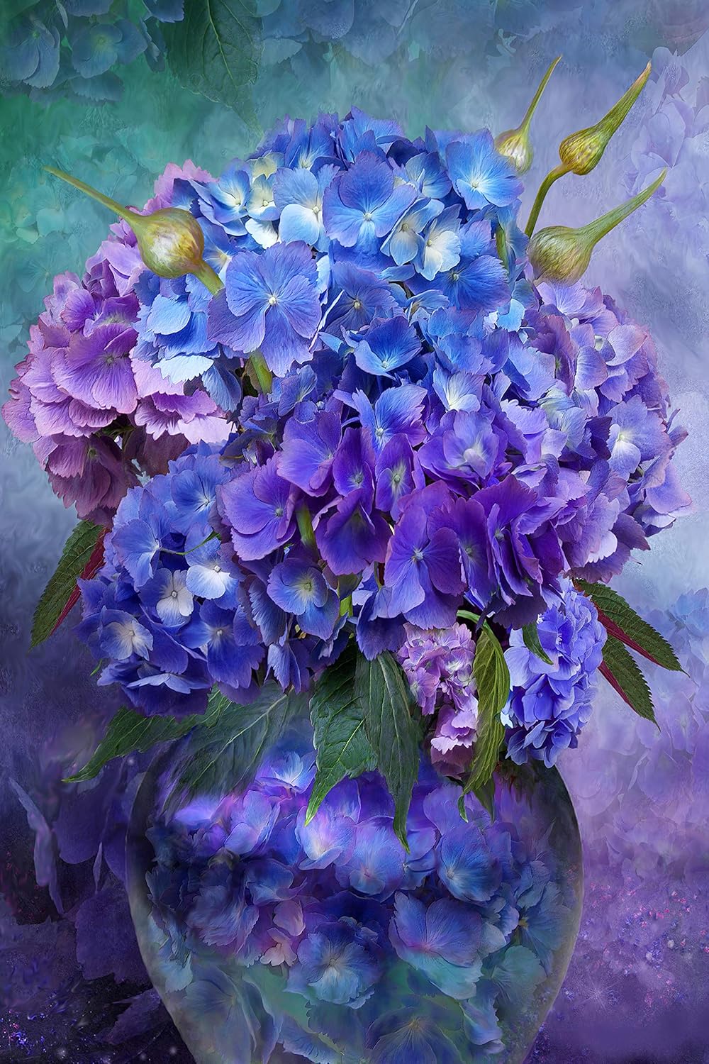 Amazon Com Diamond Painting Kits For Adults By Paint With Diamonds Xl 60x40cm Hydrangea In Vase Full Canvas Square Diamonds Plus Free Premium Diamond Pen