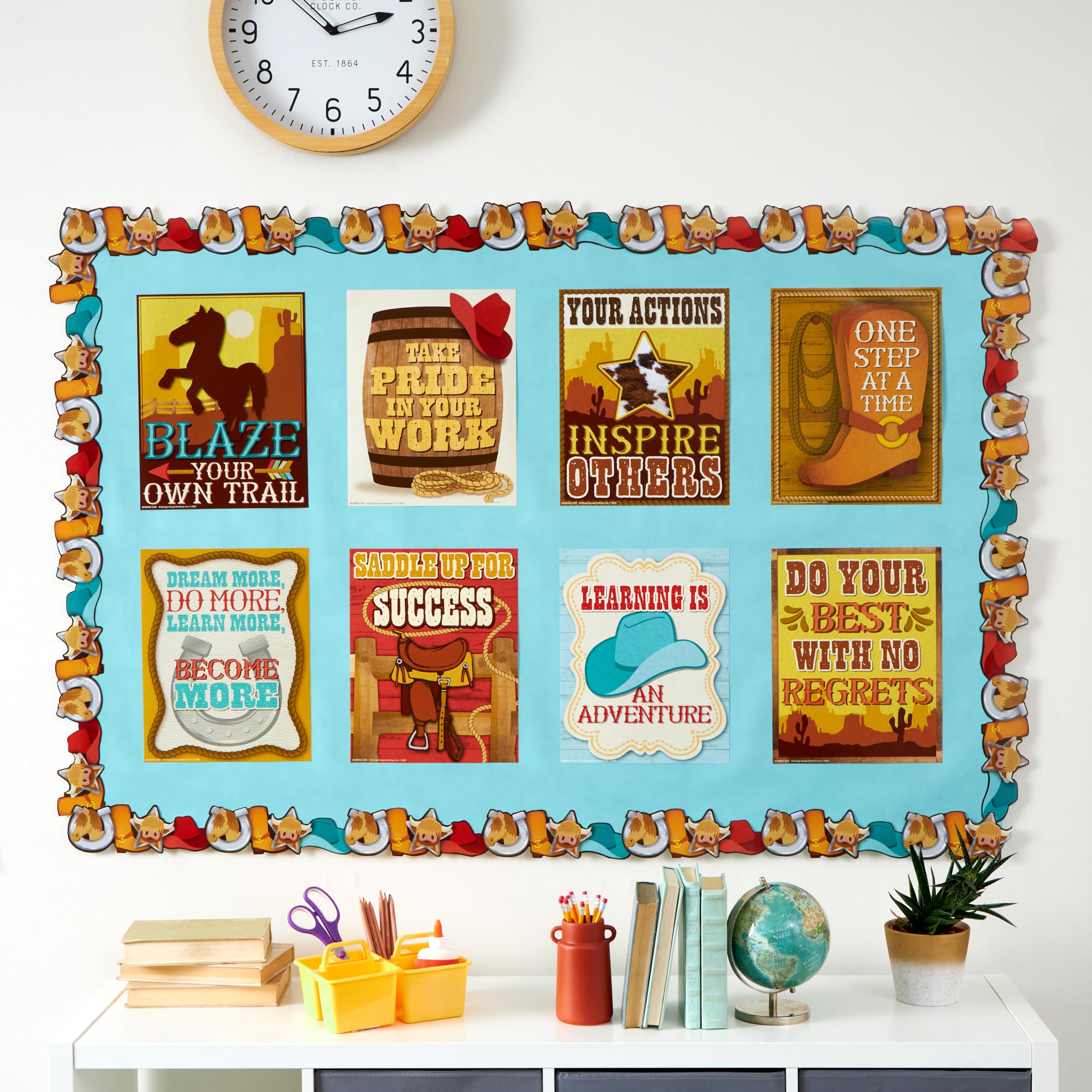 Photo 1 of Eureka 838009 Wild Wild West Mini Classroom Poster Set for Teachers, 11" x 14", Multicolor, 8 Pieces
