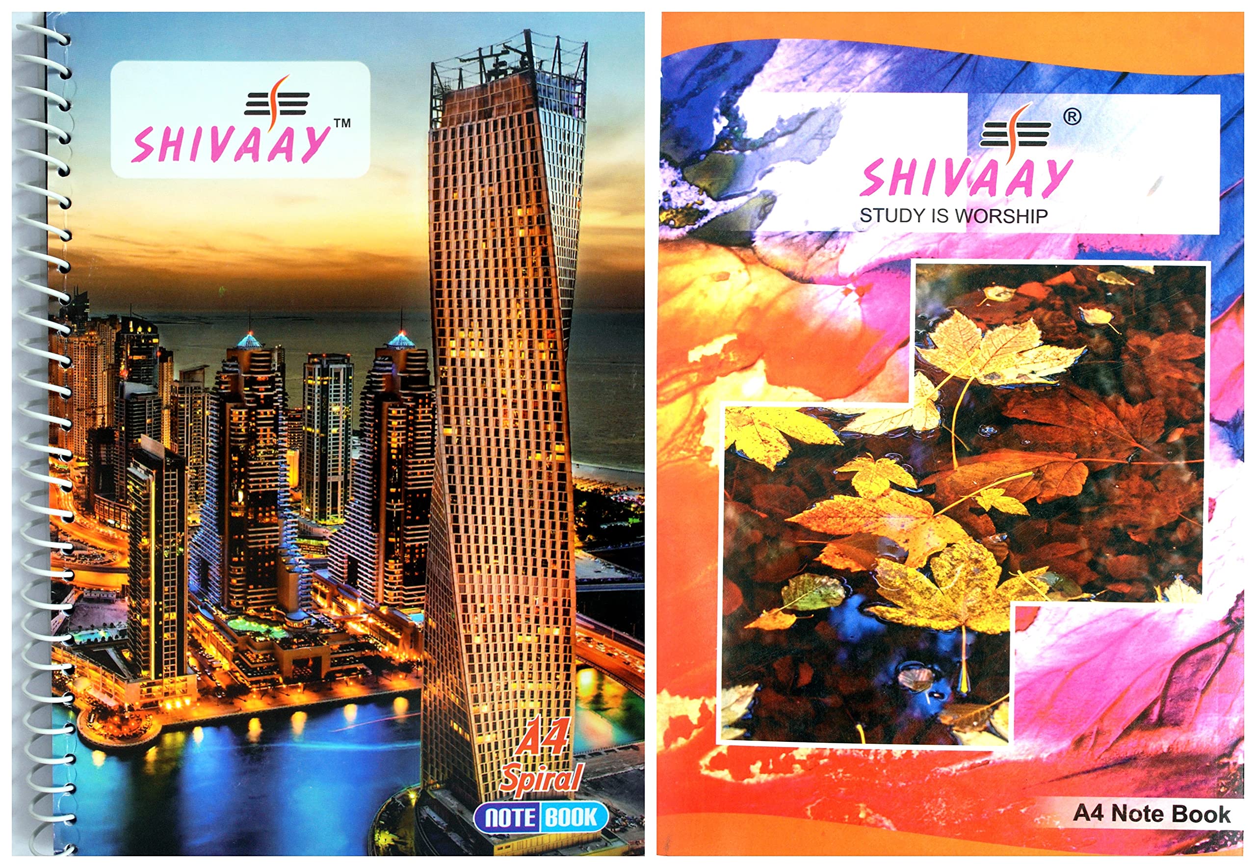 Shivaay A4 Note Book Ruled | 2 Spiral Registers 400 Pages and 2 Registers 160 Pages | Single Line Ruled (29 x 21 cm)| Total 4 Registers (Combo) |Spiral Copy Notebook Register for Student