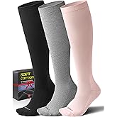 Soft Cotton Compression Socks for Women Men 20-30mmHg - Knee High Support for Circulation, Nurses, Pregnancy, Travel