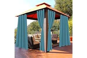 BONZER Outdoor Curtains for Patio Waterproof - Light Blocking Weather Resistant Privacy Grommet Blackout Curtains for Gazebo, Porch, Pergola, Cabana, Deck, Sunroom, 1 Panel, 52W x 84L inch, Teal