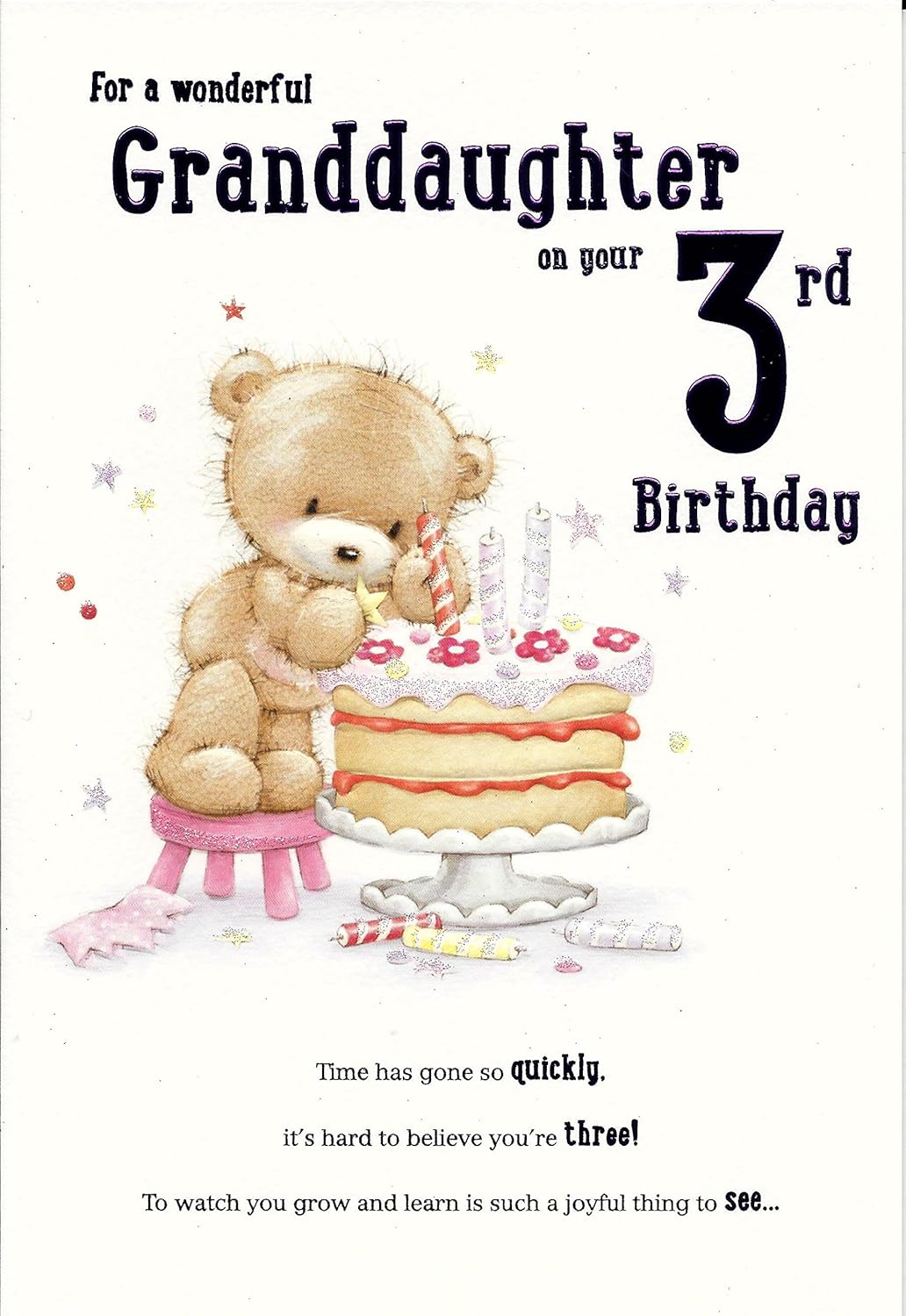 For A Special Granddaughter on Your 3rd birthday card - 7824CG, brown|black|white|pink, 23cm x 16cm