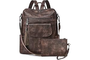 OPAGE Leather Backpack Purse for Women Fashion Designer Ladies Shoulder Bags Travel Backpack With Wristlet