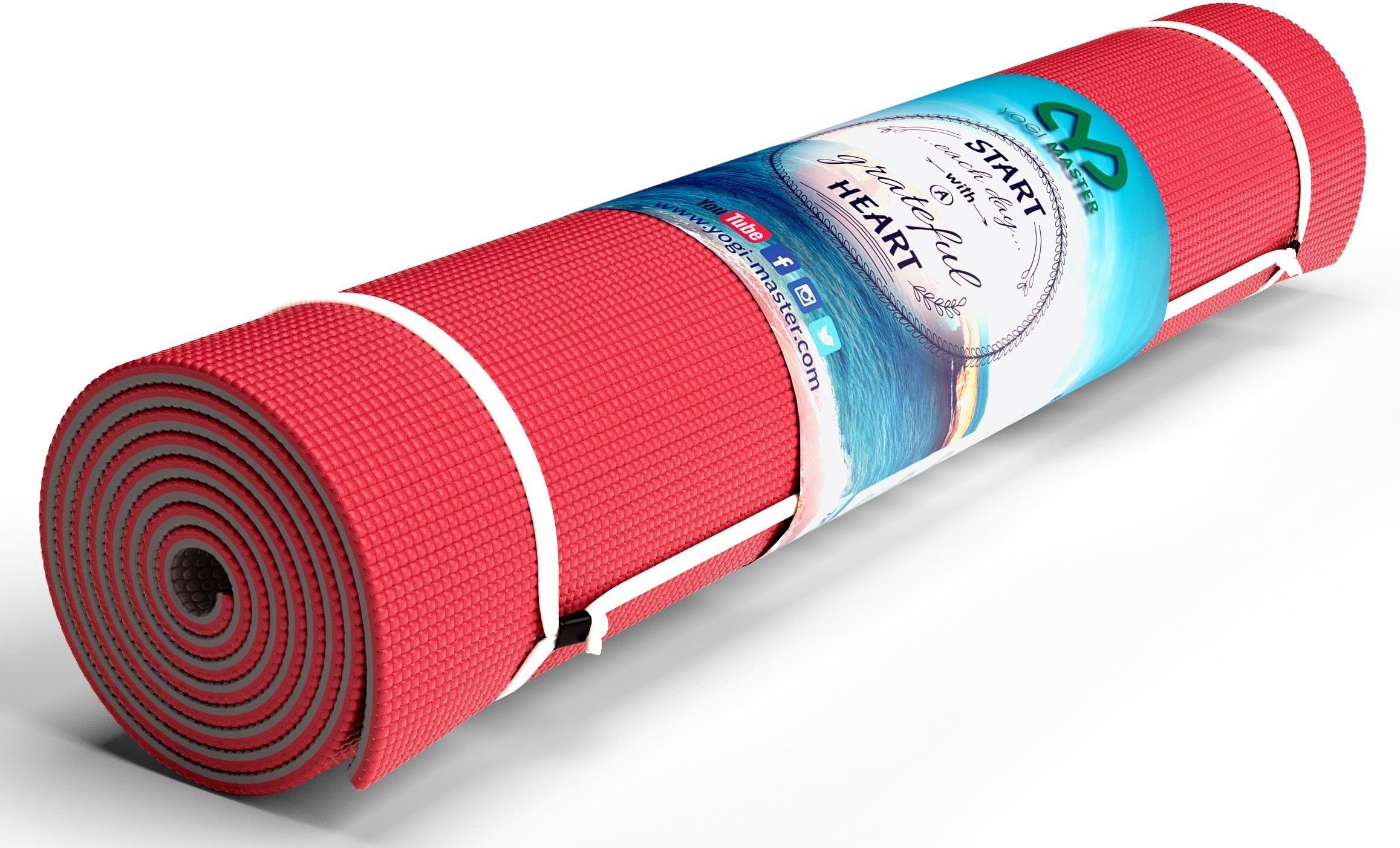 Yogi Master Eco-Friendly Yoga Mat Non-Slip with Carrying Strap 1/4 Thick High Density Foam – Extra Long – Non Toxic – Reversible - Best Yoga Mats for Vinyasa, Ashtanga, Pilates, Exercise – HOT!