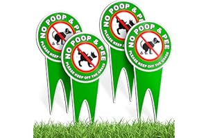 4 PC No Pooping Dog Signs for Yard - 12x6 Double Sided Dibond Keep Off Grass - Pick Up After Your Dog - No Dogs