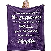 Farewell Gifts for Women, Coworker Boss Leaving Job Gifts, Goodbye Going Away Gifts, Employee Appreciation Gifts， Retirement Gifts for Teacher Nurse Doctor Mom, Farewell Blanket 50"X60"- Purple