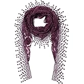 Cindy & Wendy Lightweight Triangle Floral Fashion Lace Fringe Scarf Wrap for Women