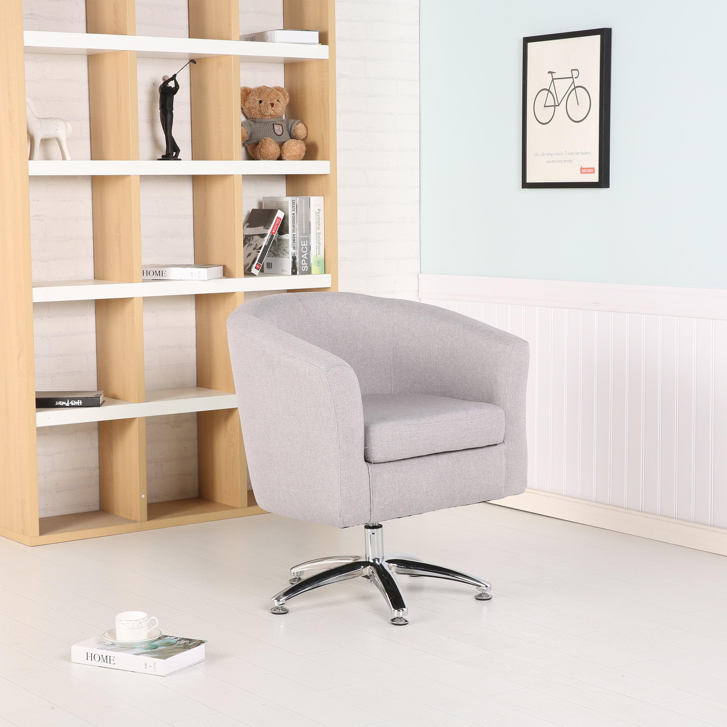 Premium Fabric Swivel Tub Chair Armchair Dining Living Room Office Light Grey