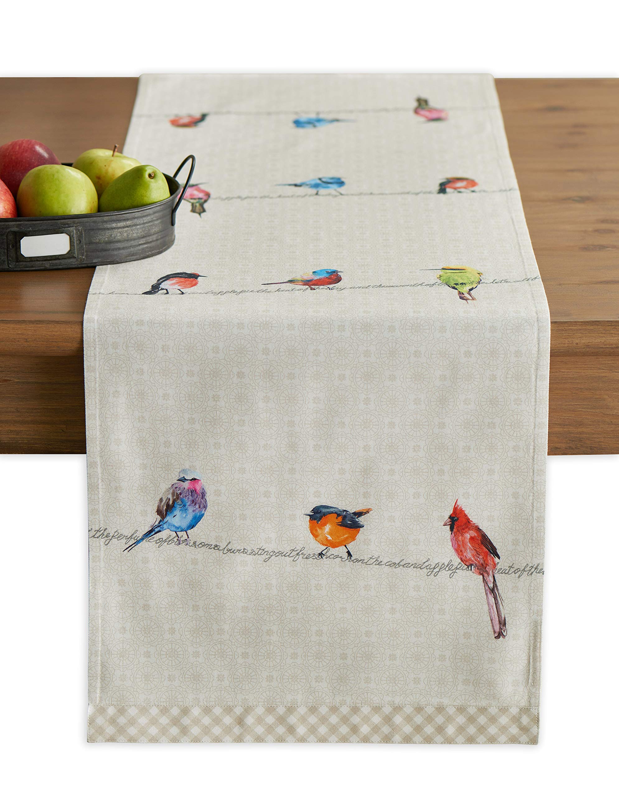 Maison d' Hermine Table runner 100% Cotton Single Layer Table Runners 180 CM long for Home Kitchen Dining Party Wedding Bridal Shower Gifts for Mothers Day (Birdies On Wire, 37 cm x 180 cm) — image 1