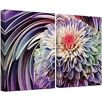 SIGNWIN Canvas Wall Art Bright Purple, Violet, Red and Green Chrysanthemum Flowers Botanical Plants Photography Minimalism Modern Closeup for Living Room, Bedroom, Office - 16