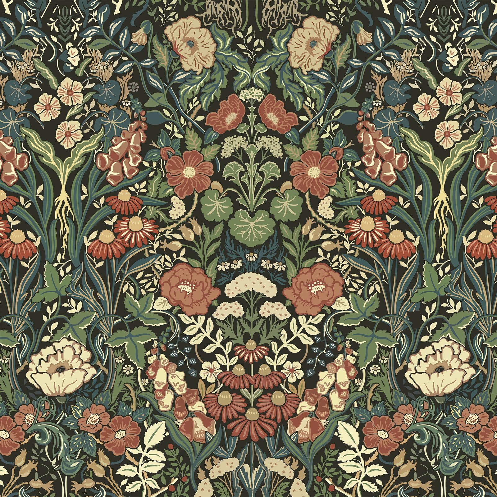 HENNOR Boho Wallpaper Peel And Stick Daisy Floral Wallpaper 17.5in X32.8ft Vintage Leaf Contact