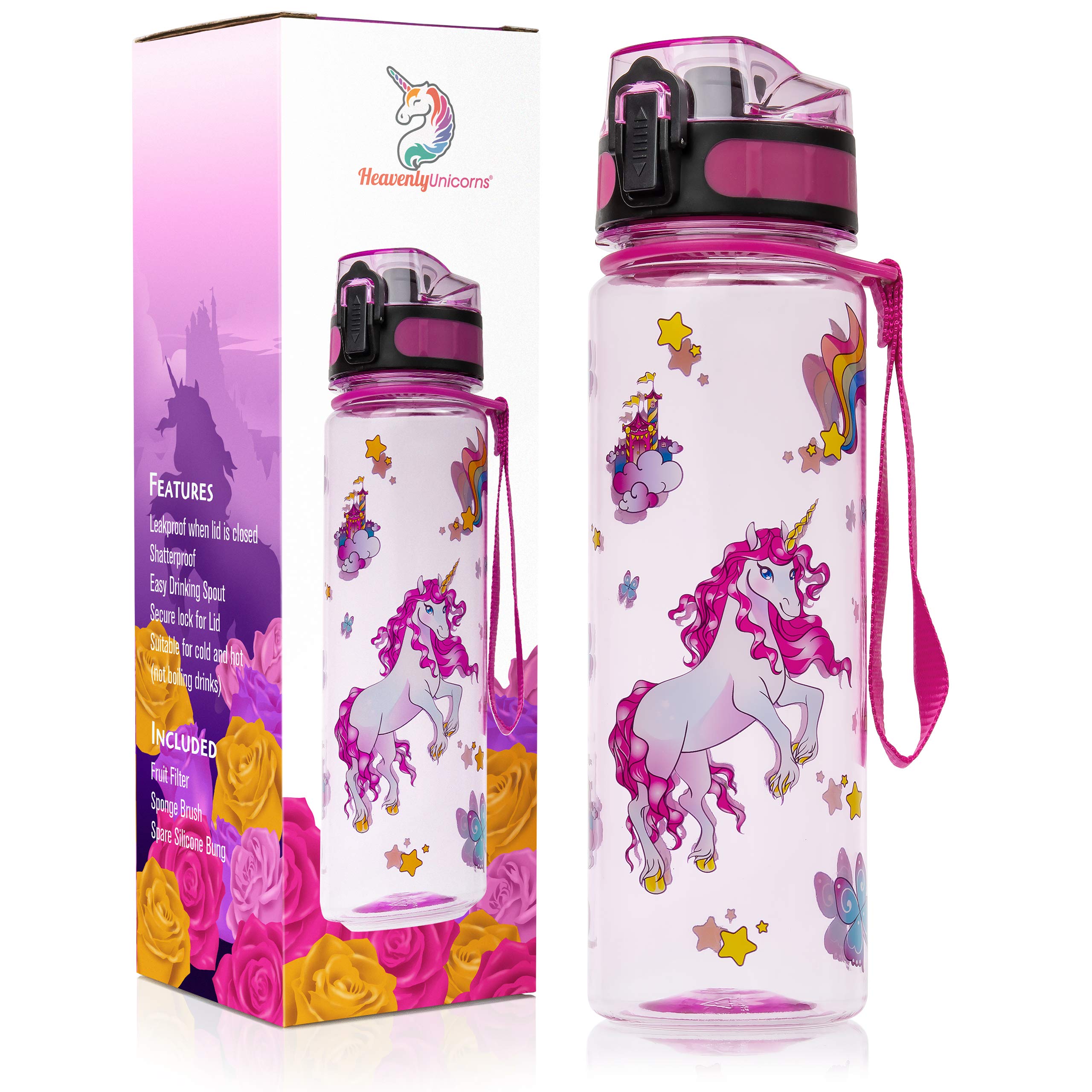 Kids Unicorn 500ml BPA Free Tritan Water Bottle - Leakproof & Shatterproof, Perfect for School, Work, Travel & Camping